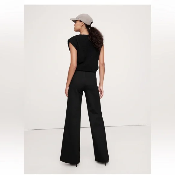 Black Banana Republic Wide-Leg Everywhere Ponte Pants - Picture 4 of 13